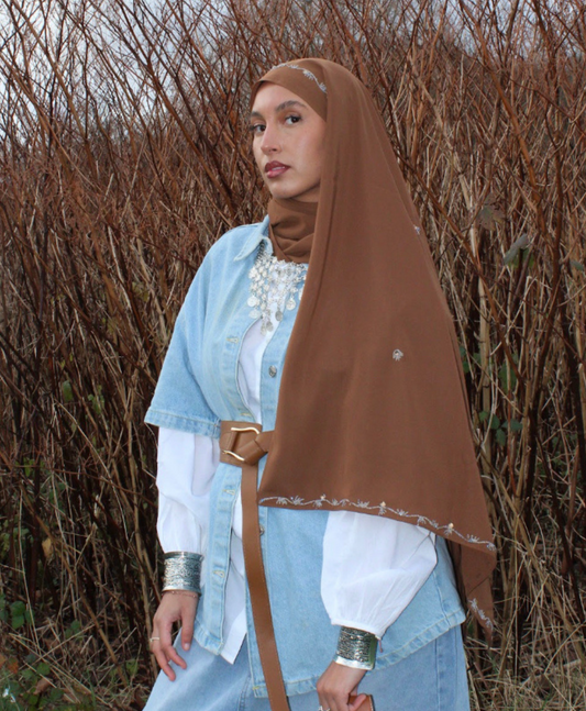 Hijab Soie de Médine Marron caramel