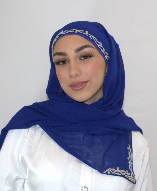 Hijab à enfiler - Mousseline bleu électrique