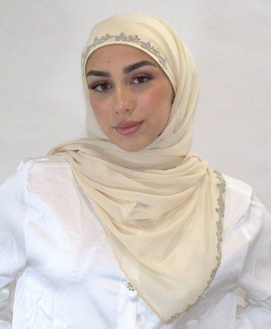 Hijab à enfiler - Mousseline beige