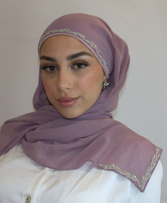 Hijab à enfiler - Mousseline Mauve pastel