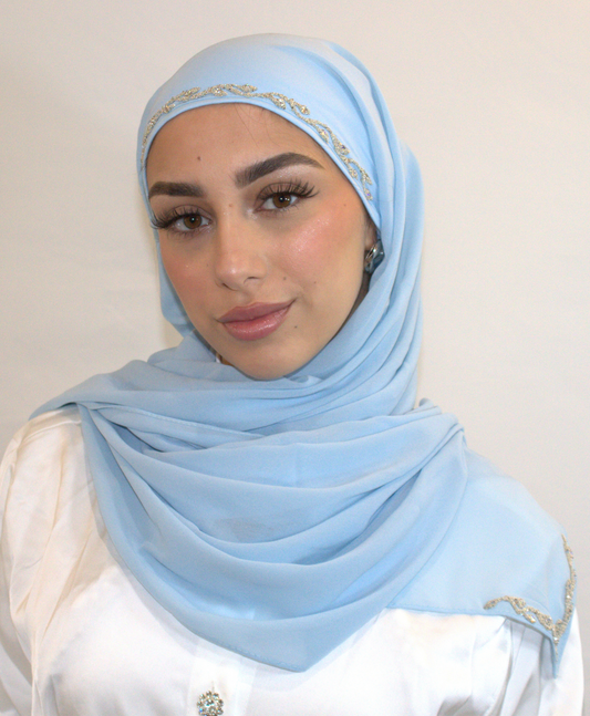 Hijab à enfiler - Mousseline Bleu ciel