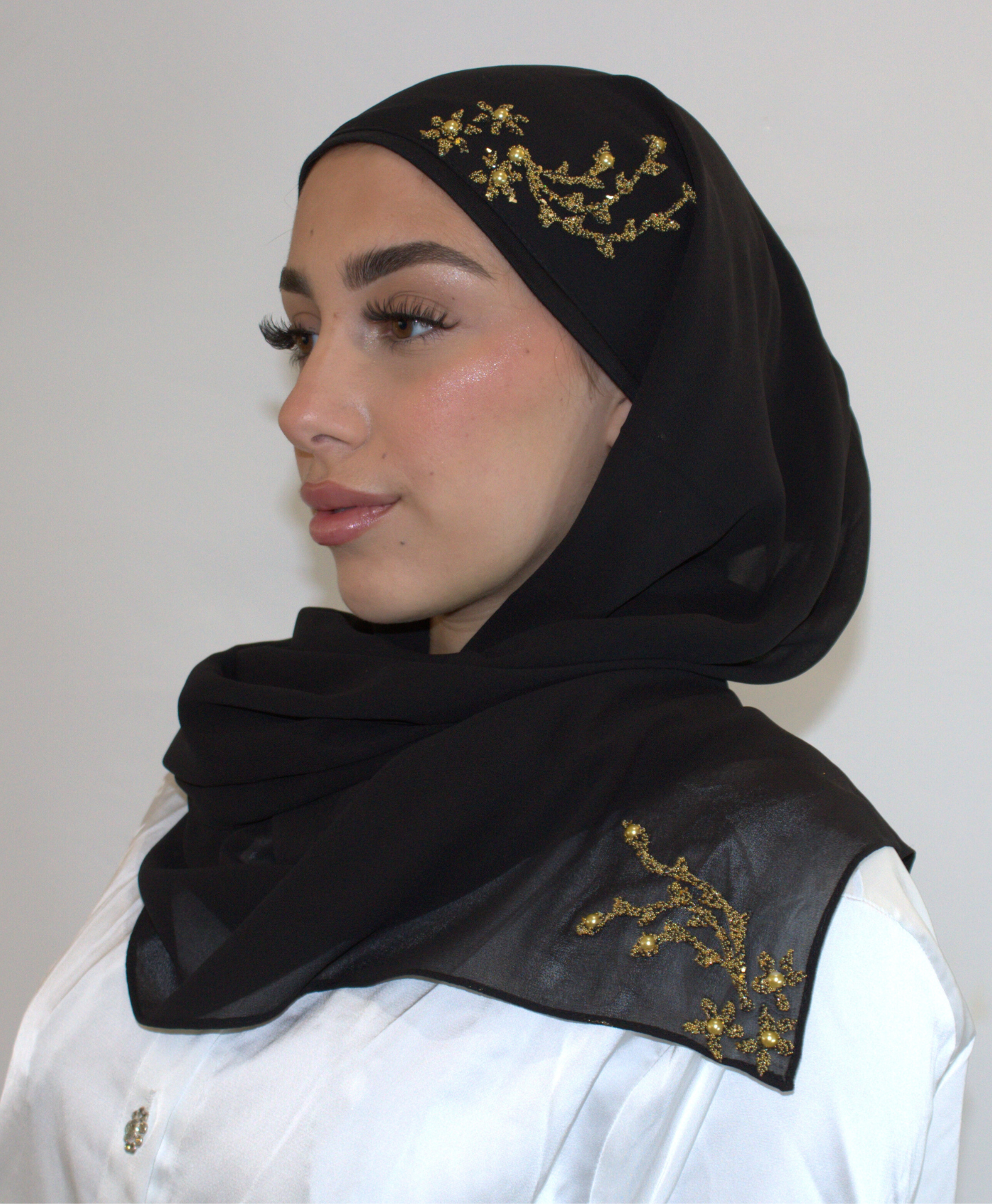 Hijab Broche à enfiler - Mousseline Noir