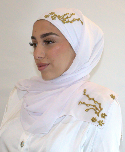 Hijab Broche à enfiler - Mousseline Blanc