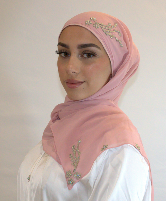 Hijab Broche à enfiler - Mousseline Rose