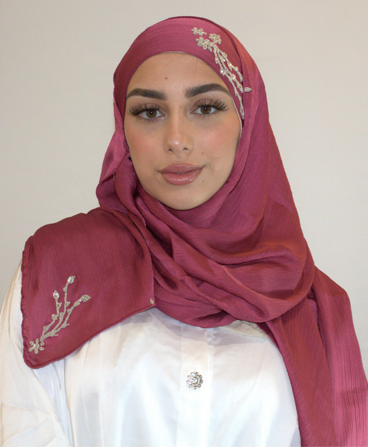 Bijoux broche Hijab - Satin Bordeaux