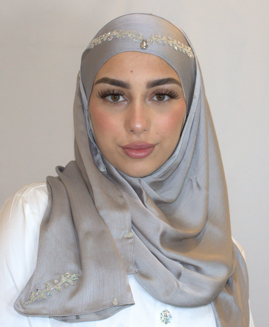 Bijoux Hijab - Satin Gris Clair