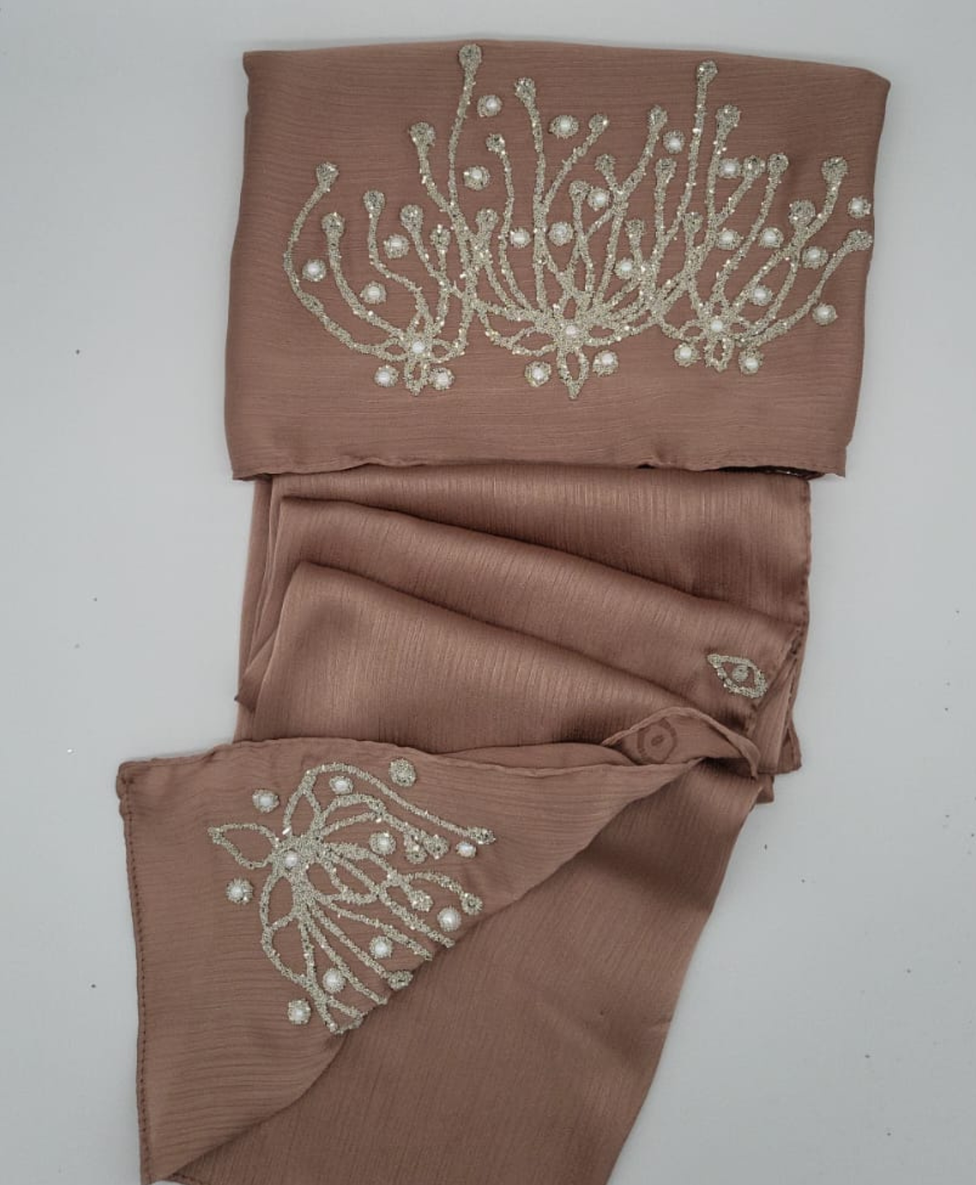 Adra - Hijab Satin Marron noisette