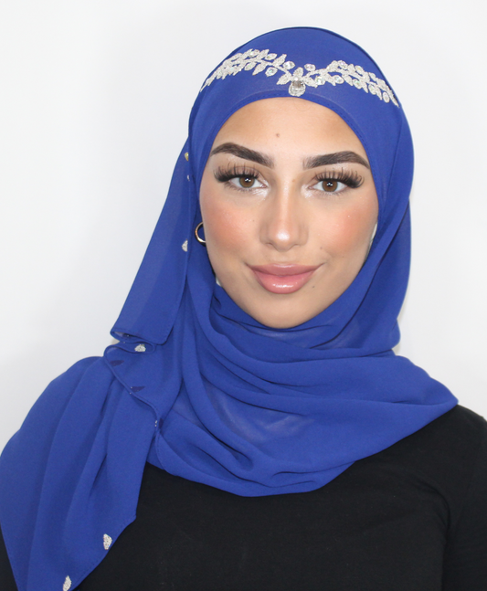 Bijoux Hijab -  Mousseline Bleu électrique