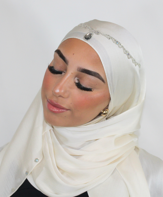 Bijoux Hijab - Satin Blanc cassé