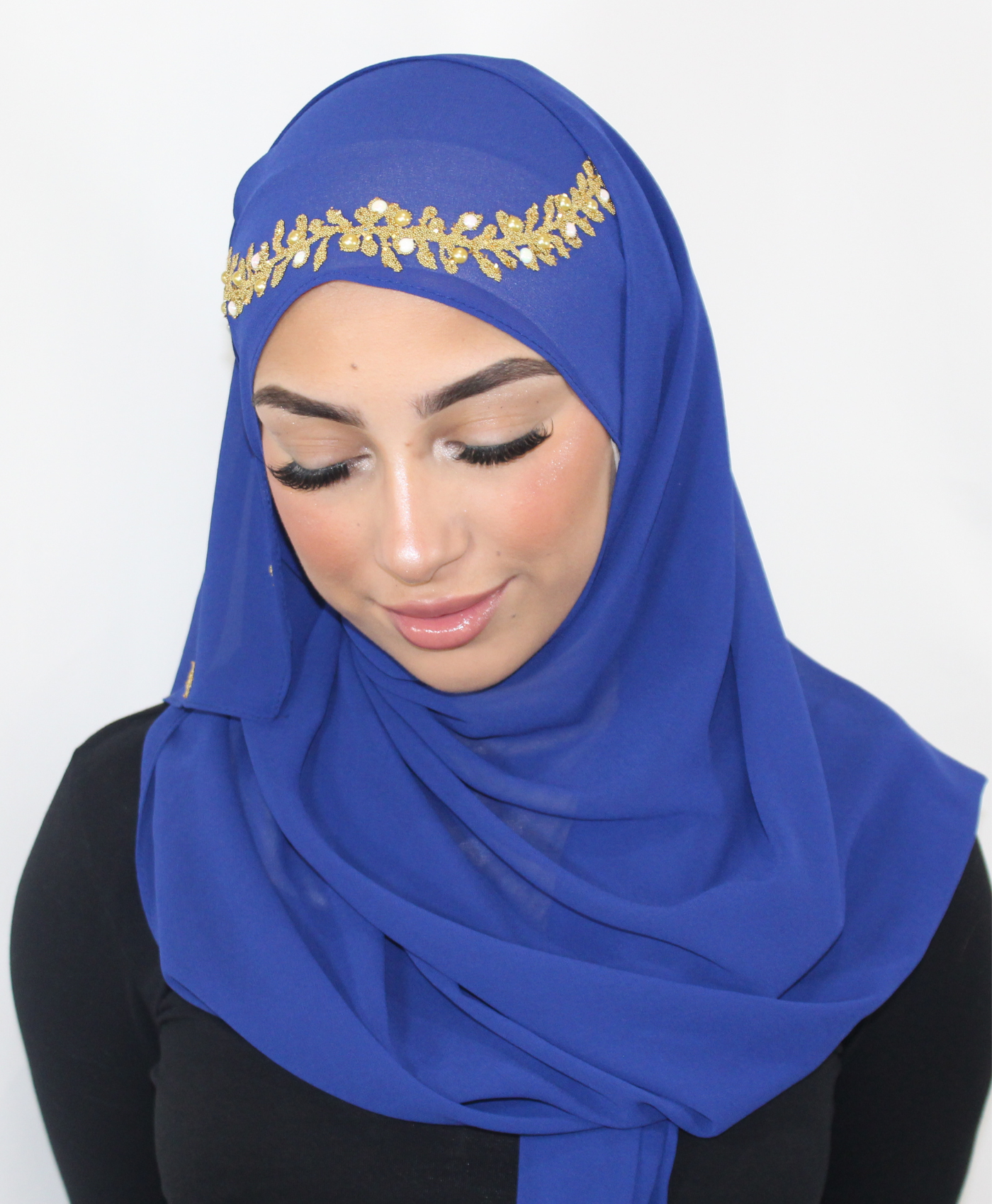 Bijoux Hijab - Mousseline Bleu électrique