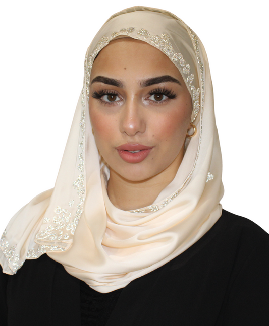 Diamonds - Hijab Satin de soie Chair Nude