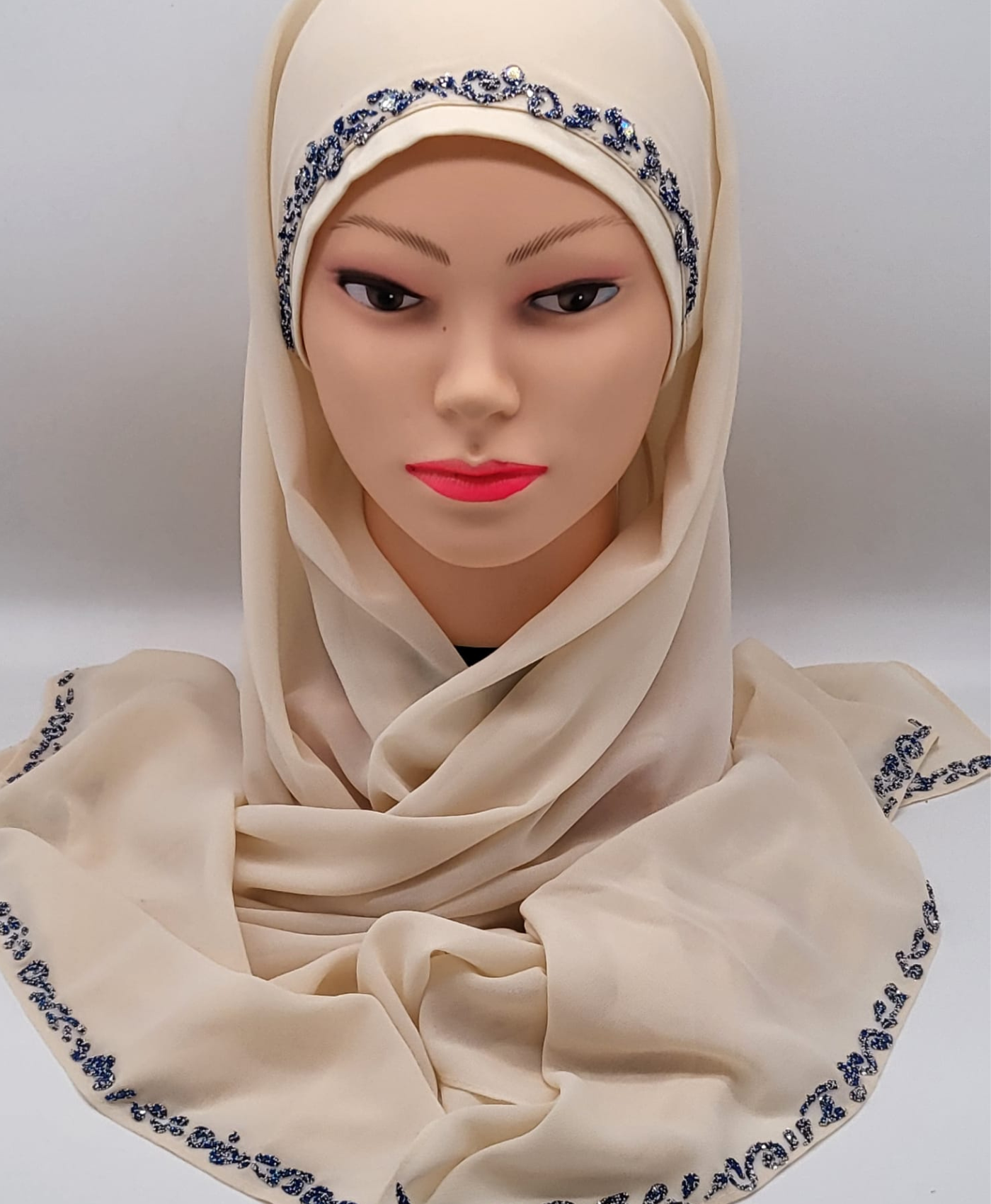 Hijab à enfiler - Mousseline Blanc cassé