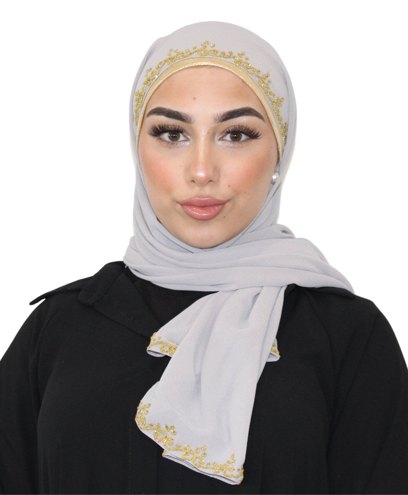 Hijab à enfiler - Mousseline Gris clair