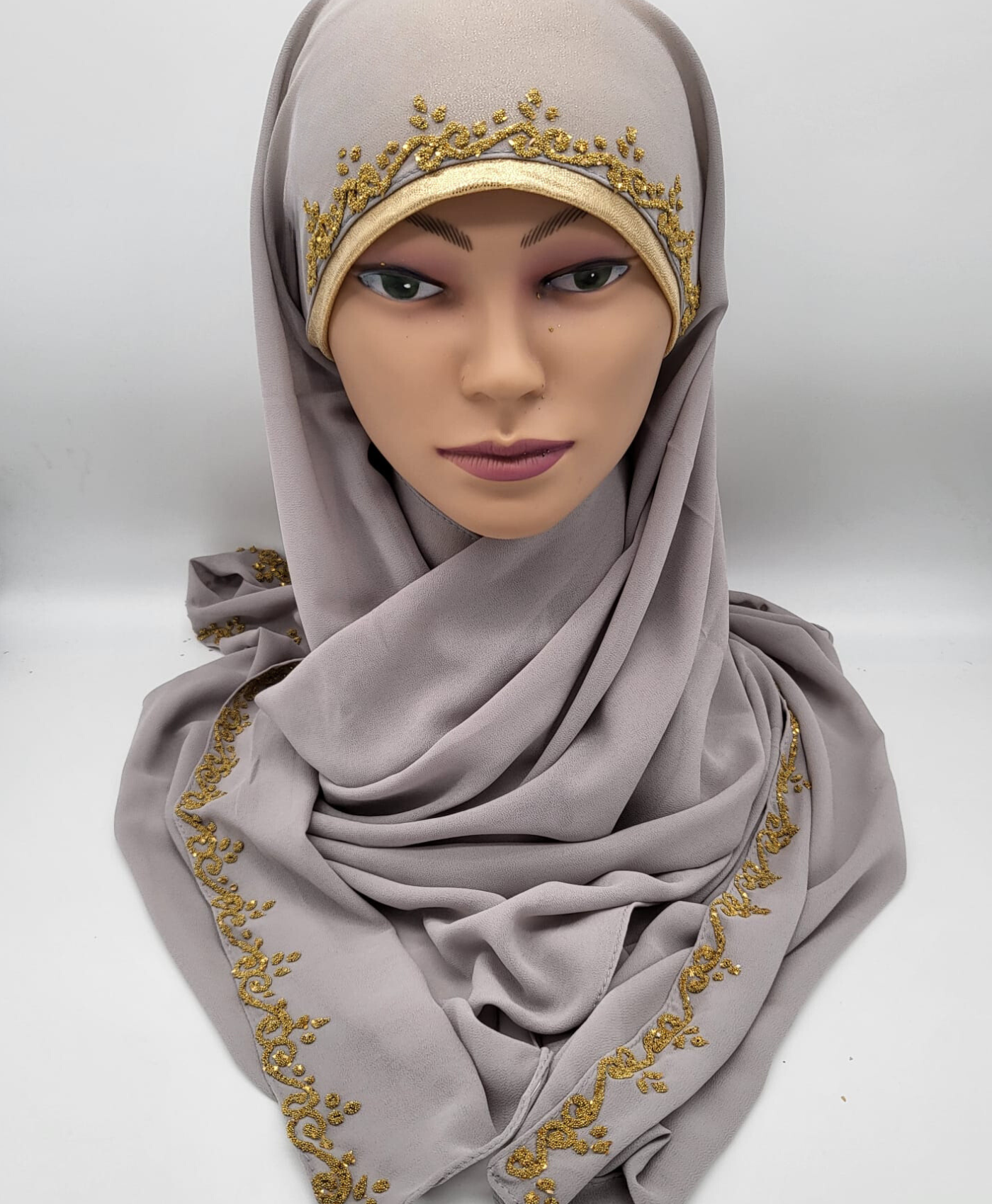 Hijab à enfiler - Mousseline Gris clair