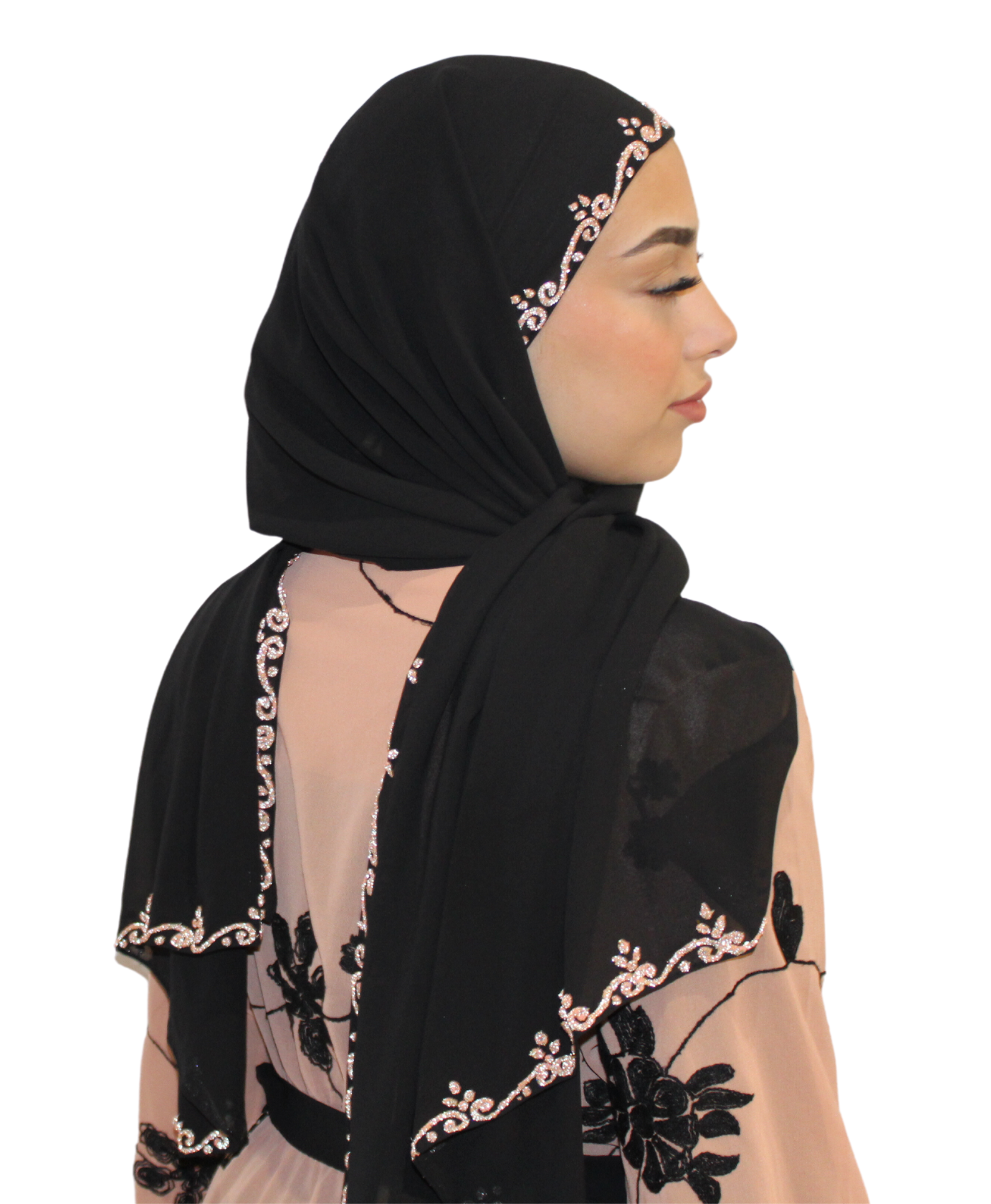 Hijab à enfiler - Mousseline Noir