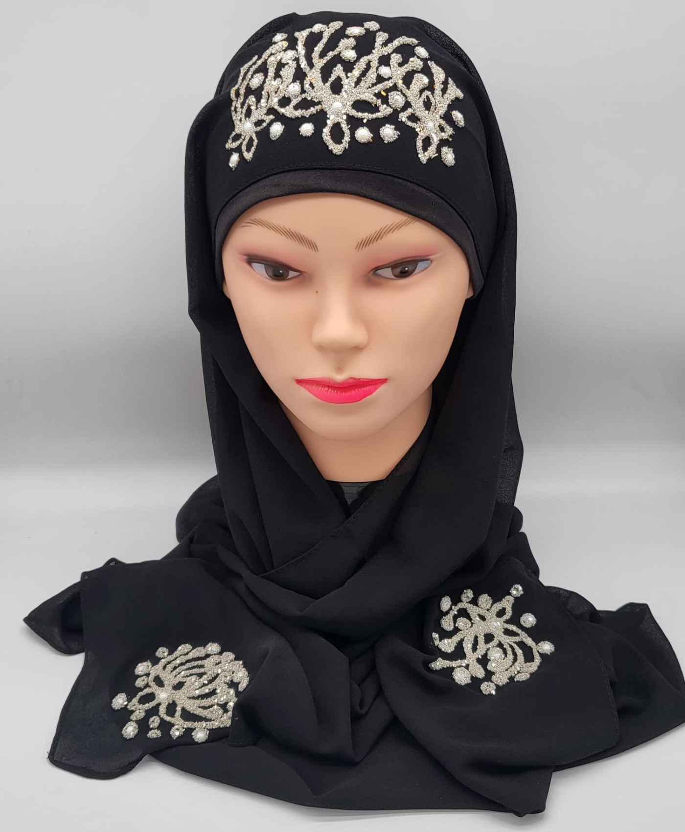 Hijab à enfiler - Mousseline Noir