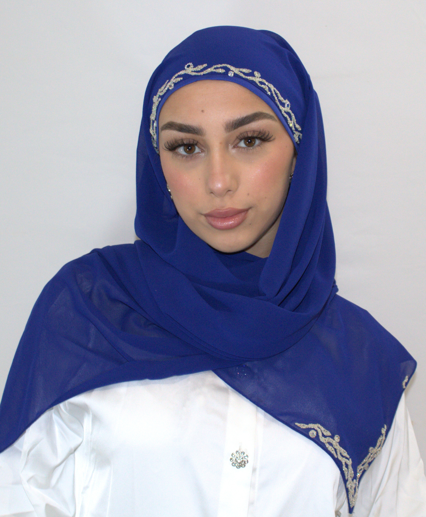 Hijab à enfiler - Mousseline bleu électrique