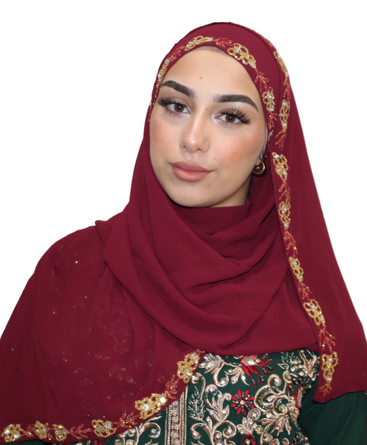 Neila - Hijab Mousseline Bordeaux