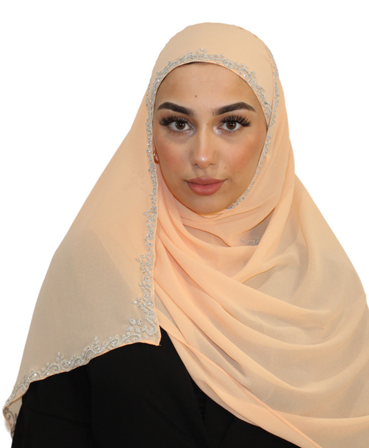 Selma - Hijab Mousseline Saumon orangé