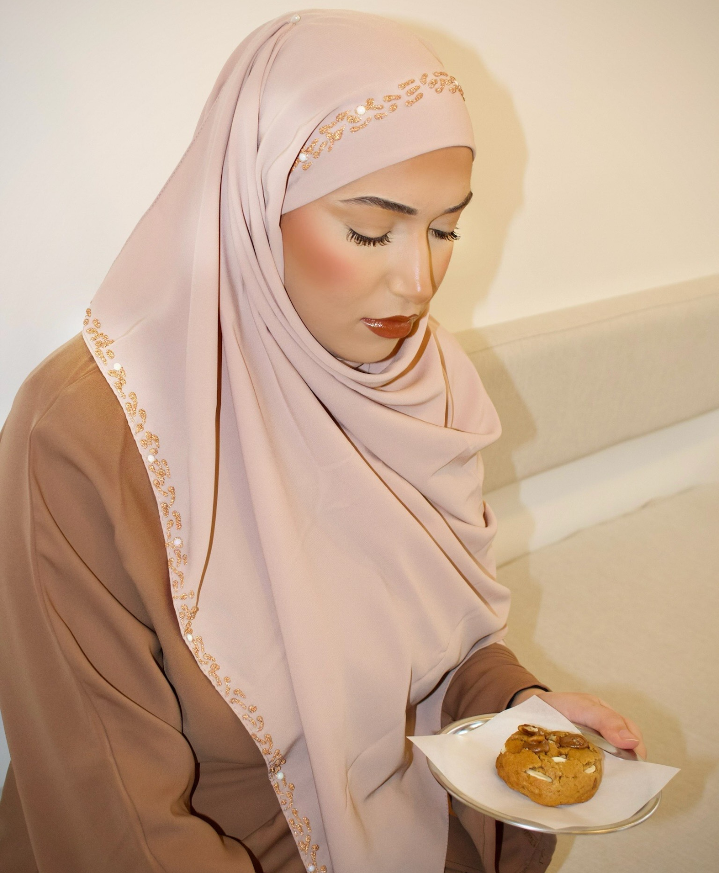 Hijab Soie de Médine à enfiler Beige