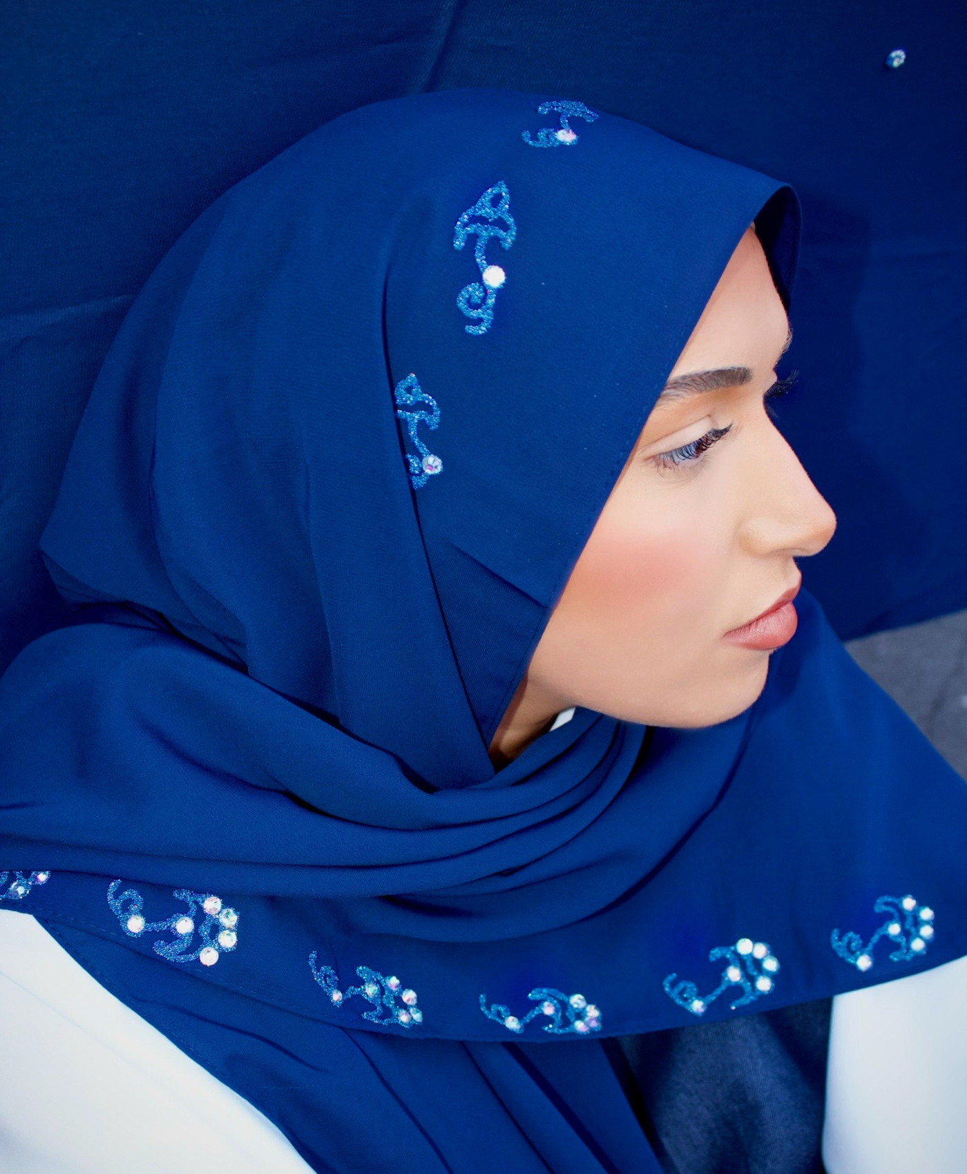 Hijab Soie de Médine Bleu électrique