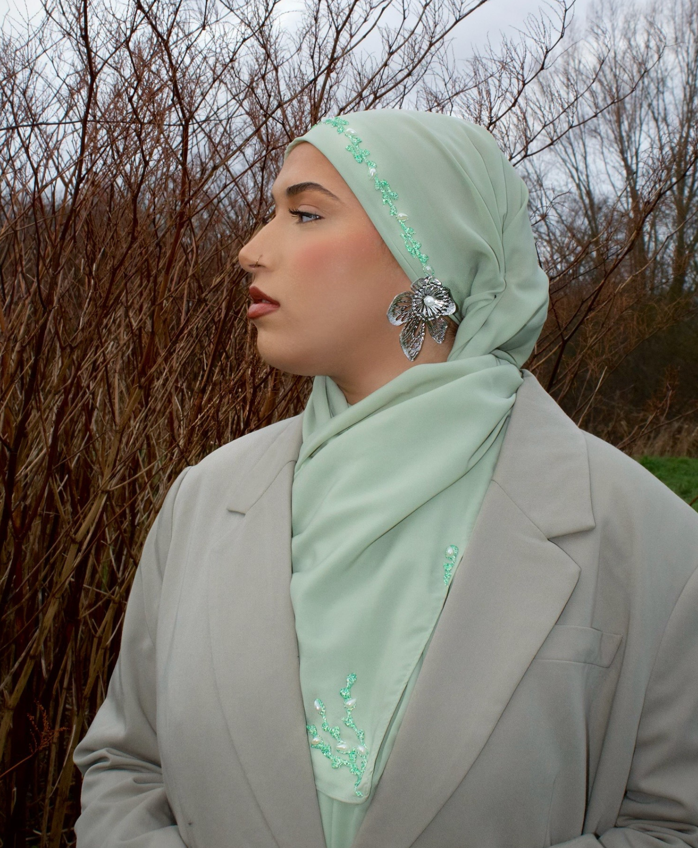 Hijab Soie de Médine Vert d'eau