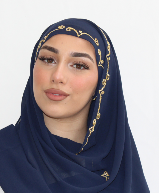 Aqua - Hijab Mousseline Bleu marine