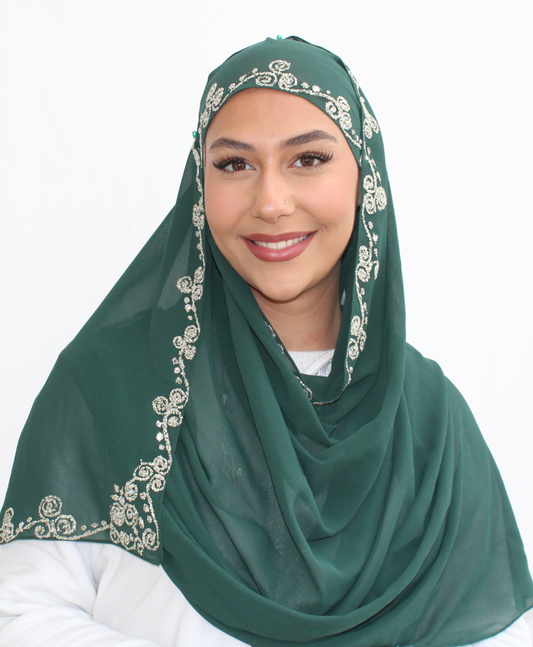 Carmen - Hijab Mousseline Vert foncé