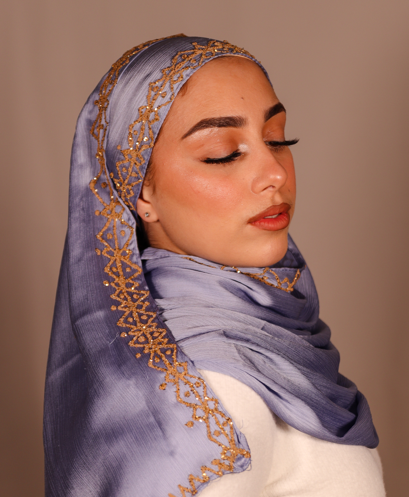 Diamente - Hijab Satin Bleu lilas