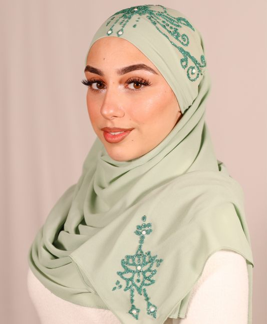 India - Hijab Mousseline Vert d'eau